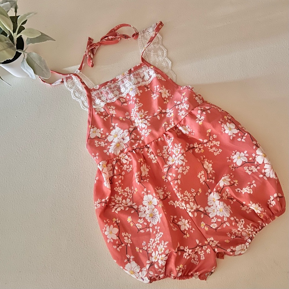Bailey’s Blossoms lace back bubble romper
